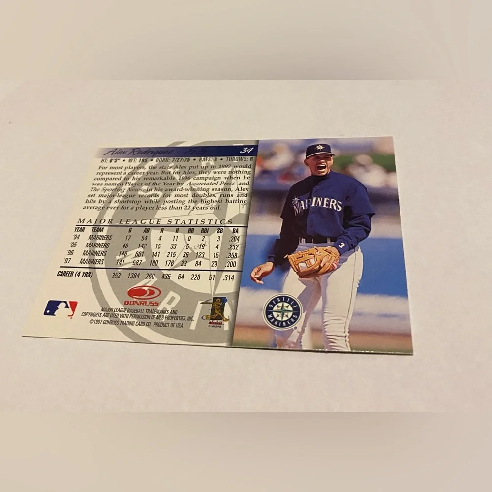Alex Rodriguez 1997 Donruss Baseball Card vintage Collectible
